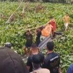 Tm SAR Gabungan mengevakuasi jenazah Andika Lakoro yang diterkam buaya di Desa Bunta, Morowali Utara, Jumat (7/2/2025). (Foto: HO-Basarnas Palu)