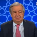 Sekjen PBB, Antonio Guterres menyampaikan sambutannya atas kedatangan Ramadhan , Jumat (28/2/2025). (Foto: PBB)