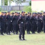 Apel pasukan Brimob untuk PSU Parigi Moutong di Mako Brimob Pelopor Biromaru, Sigi, Rabu (9/4/2025). (Foto: Humas Polda Sulteng)