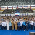 Foto bersama Menteri Desa dan Pembangunan Daerah Tertinggal, Yandri Susanto usai peluncuran Koperasi Merah Putih di GBK, Palu, Kamis (22/5/2025). (bmzIMAGES/Basri marzuki)
