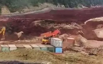 Lokasi longsor yang menimbun pekerja tambang di kawasan IMIP Morowali, Rabu (18/2/2026). (©media sosial)